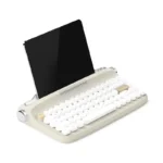 Actto B307 Retro Typewriter Keyboard in warm sandy beige, a charming vintage design with round keycaps and multi-device Bluetooth wireless.