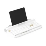 Artistic actto B307 Retro Typewriter Keyboard. Warm sandy beige vintage design with round keycaps and multi-device Bluetooth wireless for creative design.