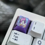 Exclusive Rias Gremory Titanium artisan keycap, showcasing its vibrant anime sculpture and captivating purple ice crystal finish, a true collectors.