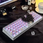 Ainbell Base68 Romantic Mechanical Keyboard, a heart-themed pink hot-swappable gift, beautifully displayed to showcase its artistic design details.