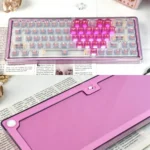 Charming Ainbell Base68 romantic mechanical keyboard displaying its soft pink and white heart-themed design, ideal as an artistic custom gift.