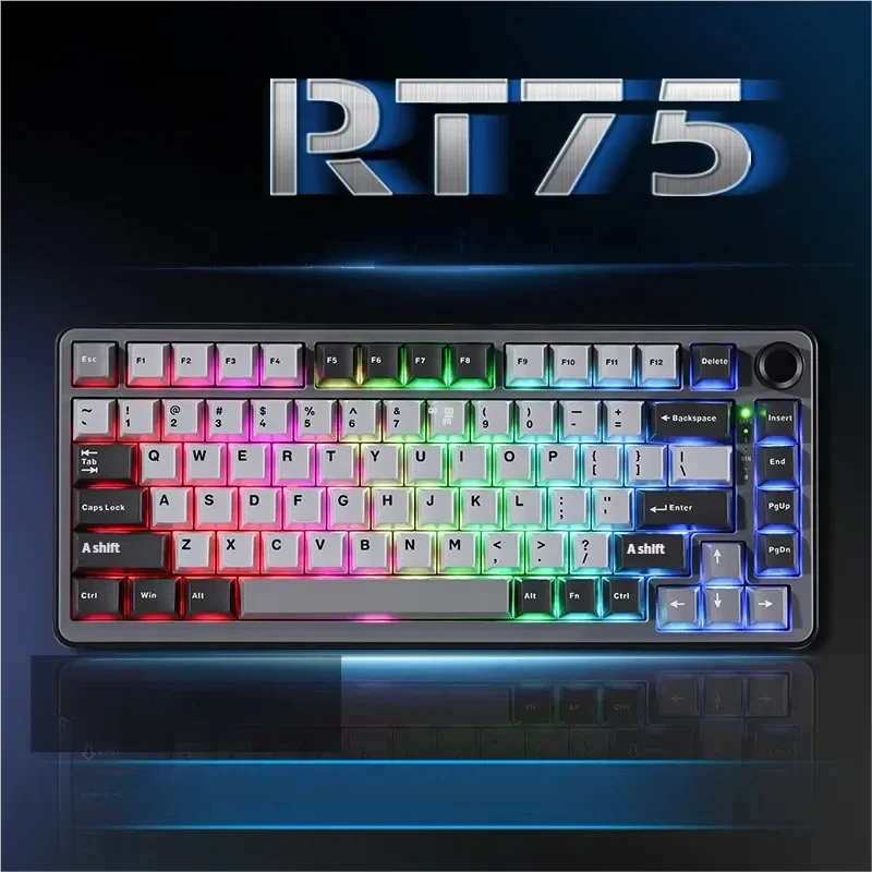 Premium RT75 Gateron mechanical keyboard. Its sleek, minimalist design highlights the lightning-fast Gateron Magnetic Switches.
