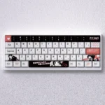 Vibrant Ruri Goko Keycap Set PBT set showcasing iconic anime character art in signature black, pink, and white, evoking classic aesthetics.