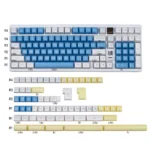 Playful SA Profile Keycaps Set for magnetic switches, featuring cool pastel blue and white translucent Sea Salt Ice Cream theme.