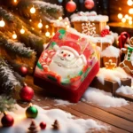 Whimsical handcrafted Christmas resin keycap, a unique festive artisan keyboard gift, showcasing a joyful Santa figure encapsulated in vibrant clear design.