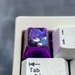 Exquisite Seele titanium keycap, a premium Honkai Star Rail art piece with mesmerizing ice crystal anodizing and elegant futuristic design.
