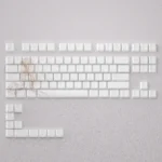 A beautiful set of Shiina Mahiru themed backlit PBT keycaps set for mechanical keyboards, showcasing the gentle anime aesthetic and character motifs.