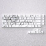 A full set of The Garden of Sinners: Shiki Ryogi Cherry Keycap Set in Cherry profile, featuring the distinctive Aesthetic with clean, minimalist schematic designs.