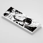 Artistic gallery of exclusive Spy x Family Yor Forger PBT keycaps set, showcasing dark, elegant character motifs and crisp, glowing side legends.