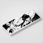 Exclusive Spy x Family Yor Forger PBT keycap set displayed from various angles, showcasing dark, elegant motifs and crisp, glowing side-engraved