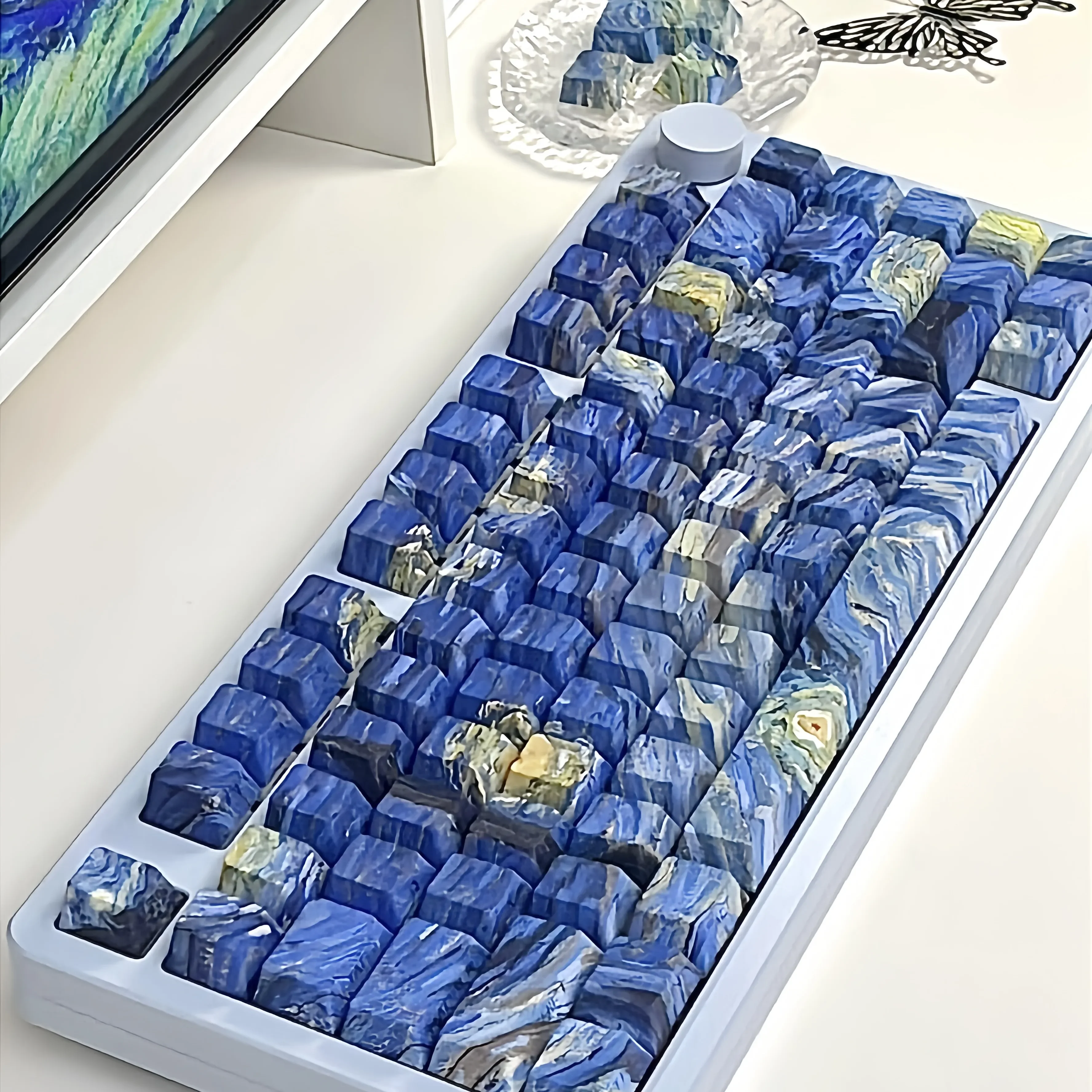 Experience a cosmic keyboard odyssey with these Starry Sky Keycap Set, featuring luminous side-engraved celestial designs and brilliant backlighting.