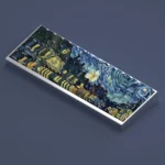 Starry Sky Keycaps set with multiple views, highlighting its celestial aesthetic, side-lit legends, universal compatibility, and Cherry profile.