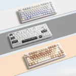 A gallery of Super Cow keycaps set, showcasing the durable PBT dye-sub full set from multiple playful angles. Features the charming MOA profile.