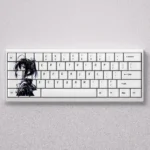 A playful gallery showcasing the exclusive Takanashi Rikka anime keycaps set custom set, highlighting vibrant character art, unique motifs.