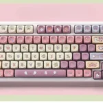 Delightful Taro Mochi Keycaps set in unique double-shot SOA profile, showcasing soft pastel purples and creams for sweet dessert vibes.