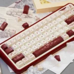 Timeless Elegance PBT Keycap Set. Durable PBT keycaps, 131-key OEM profile. Calligraphy motifs, serene and refined artistic.