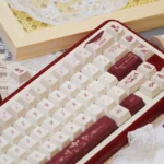 Timeless Elegance PBT Keycap Set gallery. Durable PBT keycaps with OEM profile, featuring classical Chinese calligraphy and scholarly motifs across the design.