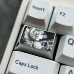 Honkai: Star Rail: Silver Wolf Titanium Keycaps showcasing the intricate Silver Wolf character, a stunning artisan mechanical keyboard accessory for