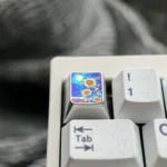 Gallery showing multiple angles of the handcrafted titanium sunflower ESC keycap, highlighting its vibrant anime-inspired design and artisan keycap.