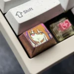 Multiple views of the premium titanium Tokisaki Kurumi artisan keycap, showcasing its vibrant finish and intricate ice crystal side details for Date A Live fans.