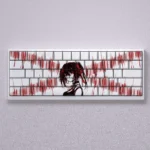 A gallery of Tokisaki Kurumi keycaps set, revealing the exclusive character art and dark elegance of this vibrant red and black PBT anime set.