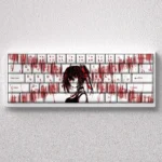 Exclusive Tokisaki Kurumi keycaps set: dark elegance anime design with striking red and black PBT for a unique keyboard aesthetic.