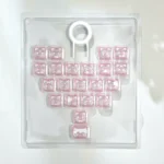 Playful Pink Transparent Heart Keycap set featuring adorable MAO cat designs on a full keyboard setup, highlighting their whimsical deisgn.