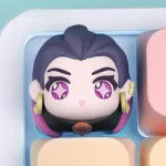 Exquisite handcrafted Valorant Reyna artisan keycap, showcasing its dark elegant aesthetic and intricate 3D resin twilight butterfly details.