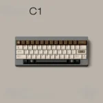 Vintage Cassette Keycaps Set by C1, a premium PBT dye-sub set. Warm coffee brown tones evoke retro audio aesthetic for custom keyboards.