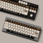 C1 Vintage Cassette Keycaps set for custom keyboards, featuring warm coffee brown premium PBT dye-sub keycaps with a retro audio cassette design.