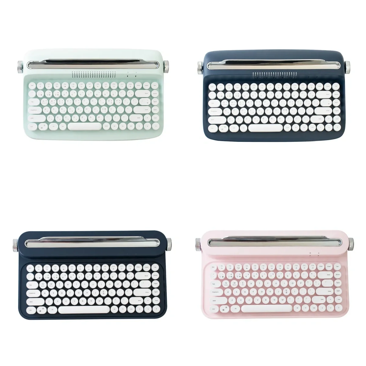 Vintage Typewriter Series Keyboard, showcasing its iconic vintage typewriter design and multi-device connectivity for playful tech fun.