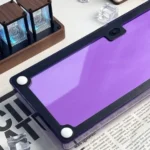 Violet Amber Keyboard set, highlighting its mystical three-layer amber craft keycaps from various angles, revealing a sophisticated design.