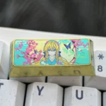 Handcrafted titanium alloy Violet Evergarden Enter keycap, showcasing exquisite anime art with vibrant metallic elegance and ethereal beauty.