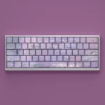 Water Lily Keycaps Set showcasing exquisite water lily art on side-lit Cherry profile keys, creating a tranquil, backlit glow for mechanical keyboards.