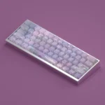 A collection of Water Lily Keycaps Set, revealing their tranquil side-lit design and ergonomic Cherry profile from various angles.