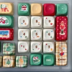 Gallery view of the Whimsical Christmas Keycaps, PBT Dye-Sub MOA profile, showcasing playful festive characters and vibrant designs from multiple selection.