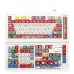 Premium PBT Dye-Sublimated Winters Embrace MAO profile keycaps set, featuring artistic snowy landscapes and cozy winter scenes. High-quality.