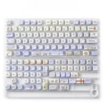 Distinct Serene Winter Wonderland PBT dye-sub MOA keycap set. Winter keycaps feature snow-inspired cool tones, capturing a cozy artistic aesthetic.