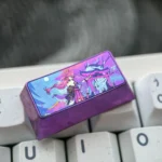 A gallery of premium titanium Yae Miko keycap images, displaying its vibrant anime artistry and polished, luxurious custom keyboard design.