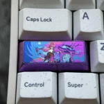 Exquisite Yae Miko Titanium Alloy 2.25U Enter keycap. Gallery displays vibrant Genshin Impact anime art on polished titanium.