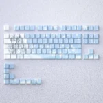 Elegant Yukino Keycaps Set featuring sophisticated side-engraved legends, designed for backlit mechanical keyboards with a clean, artistic minimalist deisgn.