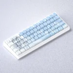 Detailed gallery of Yukino Keycaps Set, revealing refined side-engraved legends, seamless backlit glow, and minimalist artistry from various angles.