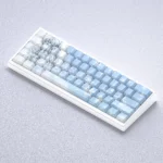 Yukino Keycaps, an elegant side-engraved backlit mechanical keycap set. Multiple views highlight its clean, minimalist aesthetic and subtle.