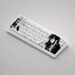 Detailed gallery view of the exclusive Yukino Line Art PBT keycaps set, featuring elegant monochrome anime illustrations for mechanical keyboard.