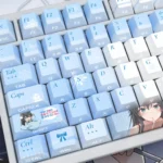 Detailed gallery of premium Yukinoshita Yukino PBT side-printed shine-through anime keycaps set, highlighting elegant design and RGB compatibility.