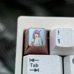 Premium Titanium Zero Two Keycap gallery, showing intricate anime character details from multiple angles. Crafted from vibrant, durable metal for your keyboard.