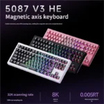 5087 V3 Magnetic Gaming Keyboard, sleek two-tone black with translucent details, showcasing ultra-responsive switches for peak gaming precision.
