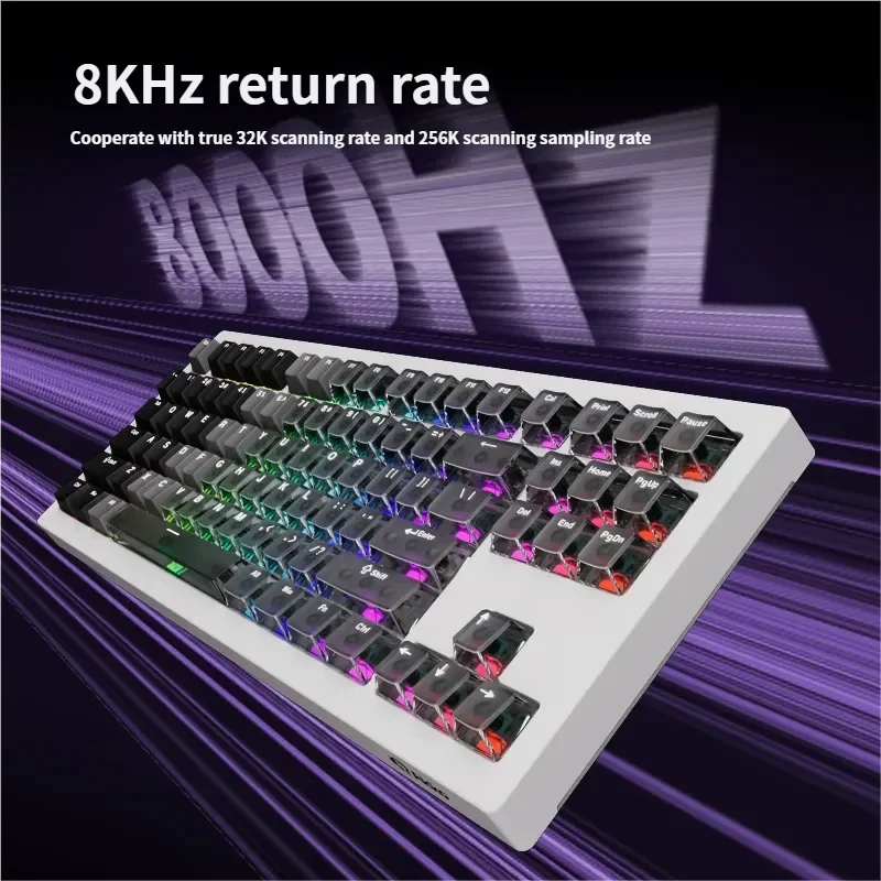 5087 V3 Magnetic Gaming Keyboard gallery showcasing its sleek two-tone black design, translucent elements, and ultra-responsive magnetic switch.