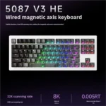 Sleek 5087 V3 Magnetic Gaming Keyboard in two-tone black, highlighting its ultra-responsive switches for esports precision.