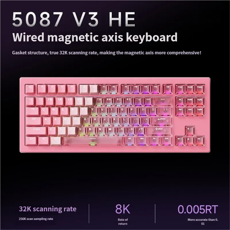 The 5087 V3 Magnetic Gaming Keyboard, displayed in sleek two-tone black, highlights its advanced ultra-responsive magnetic switches.